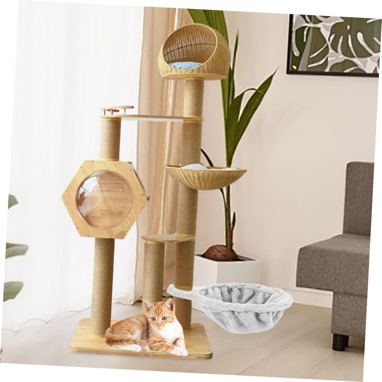 Amaca Per Gatti Da Interno 16.93X12.60X0.98In Letto Nido Cestino Per Gatto Riposo Confortevole Esercizio Attività Cat Tree Accessori