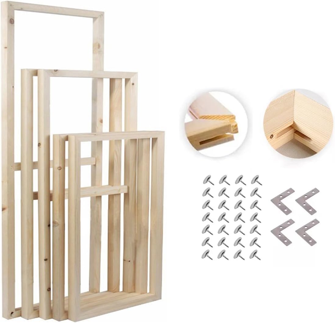 60X90cm Solid Wood Canvas Stretcher Bars Kit, Wooden Canvas Frames Painting Stretching Bars Kits for Prints, Oil Paintings, Digital Paintings and Posters