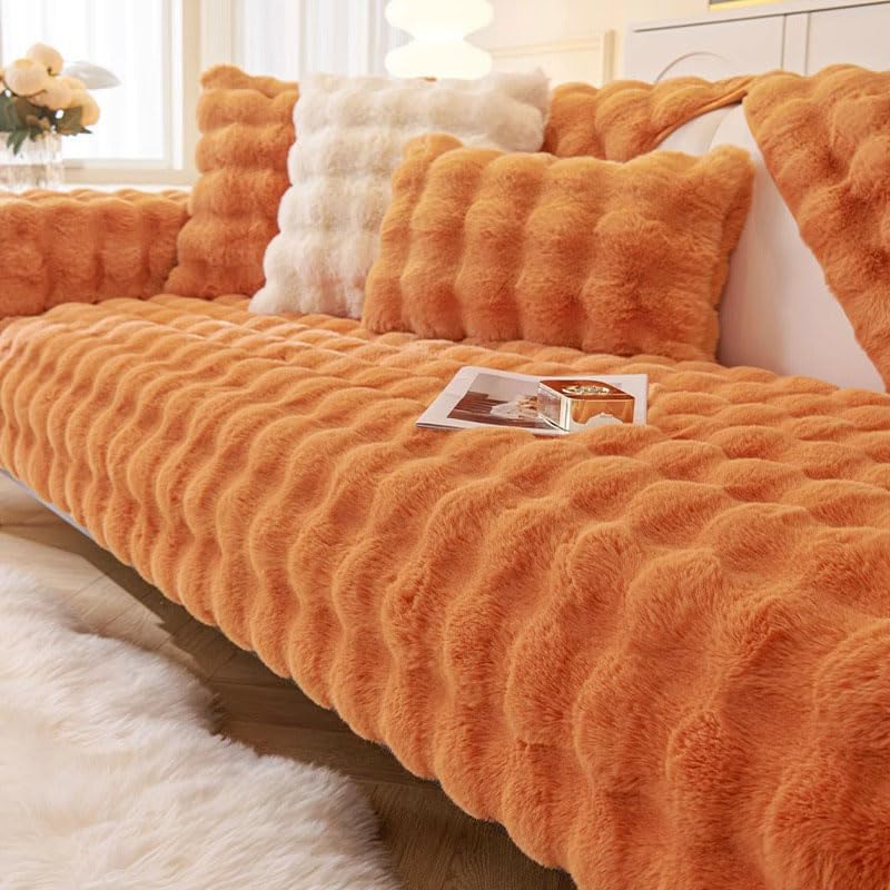 Housse de canapé universelle moelleuse, jeté en fausse fourrure pour salon 110x240cm