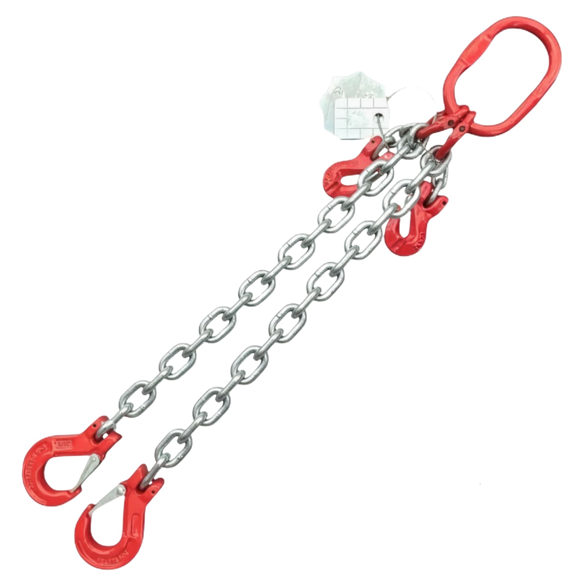 2-Strang 8mm Kettengehänge Anschlagkette Krankette EN 818-4 verzinkt GK8 hochfest und geprüft Tragfähigkeit:2,8t Beschlagteile nach EN 1677-2 (3m mit Verkürzungshaken)