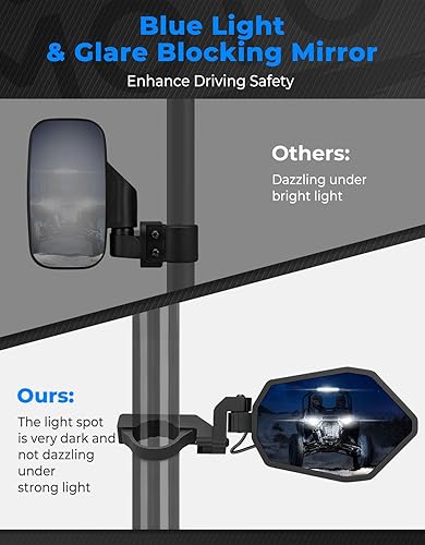 Miniatura 3 de KEMIMOTO UTV - Espejos laterales iluminados, espejo UTV de aluminio RGB con 29 modos de color para barra antivuelco de 1.6 a 2 pulgadas, compatible