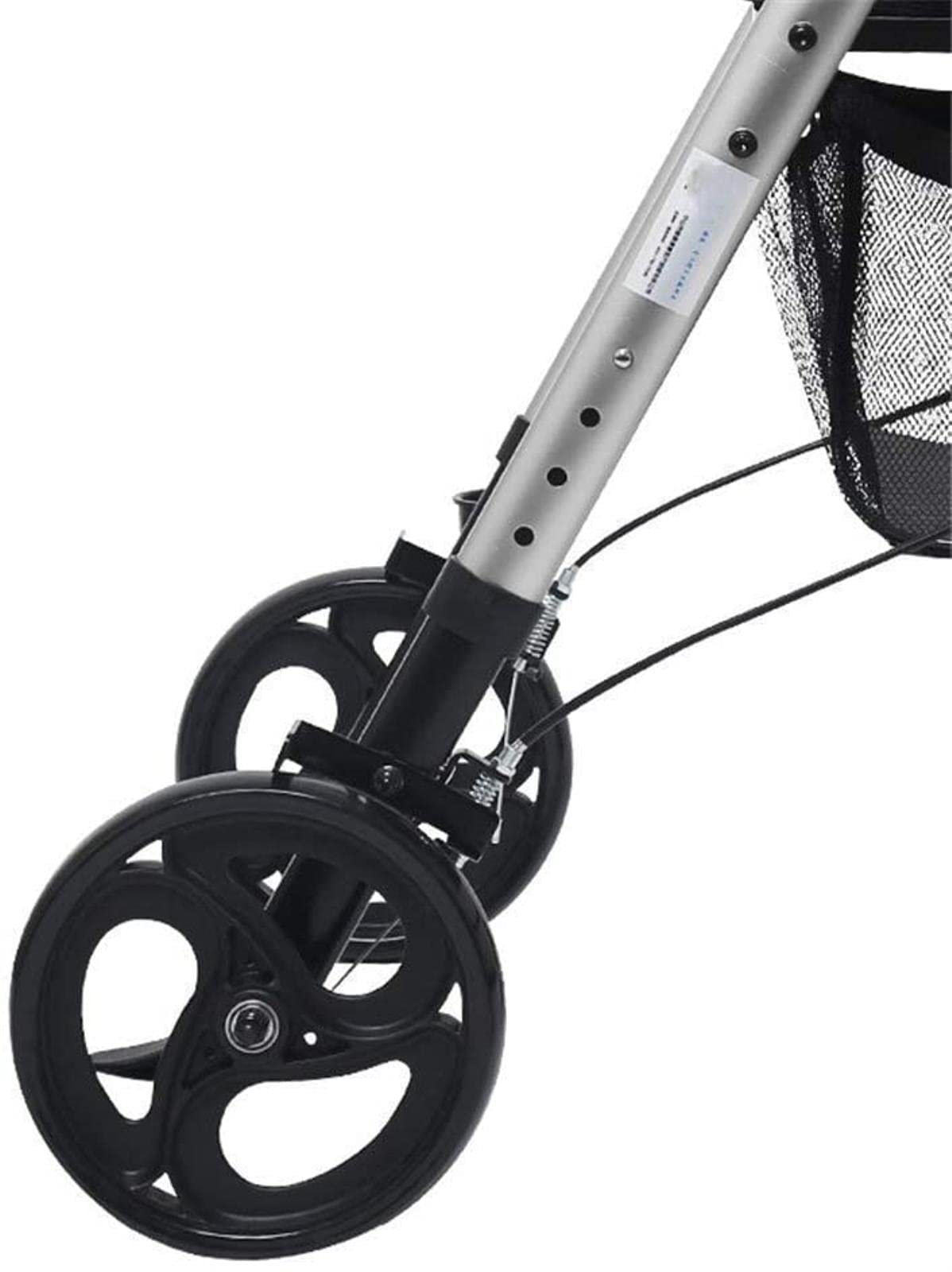 Rollator Walker 4-kołowy chodzik/Rollator z pętlowymi hamulcami ręcznymi Składany, lekki czterokołowy wózek z poduszką do siedzenia i koszem na zakupy, Chodzik dla osób starszych, Tęsknota za