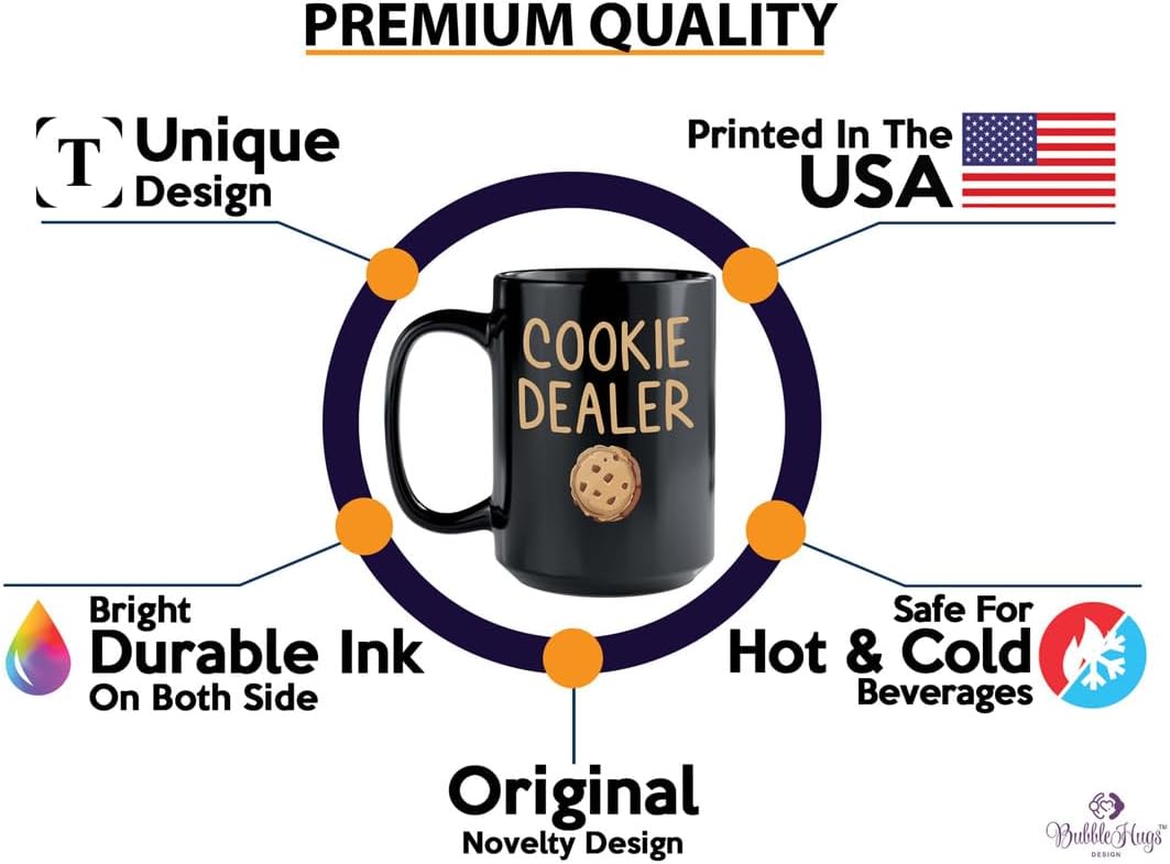 Cookies Coffee Mug 15oz Black -Cookie Dealer - Baker Pastry Chef Cake Decorator Culinary Student Mom Bakery Owner Cake Taster