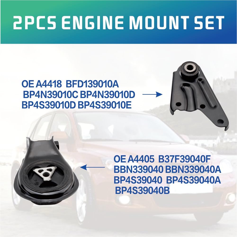 Engine Motor and Transmission Mount Kit Compatible with 2004-2013 Mazda 3 2.0L 2.3L & 2009-2013 Mazda 3 2.5L & 2006-2015 Mazda 5 2.3L Automatic OE A4405 B37F39040F A4418 BFD139010A Set of 2