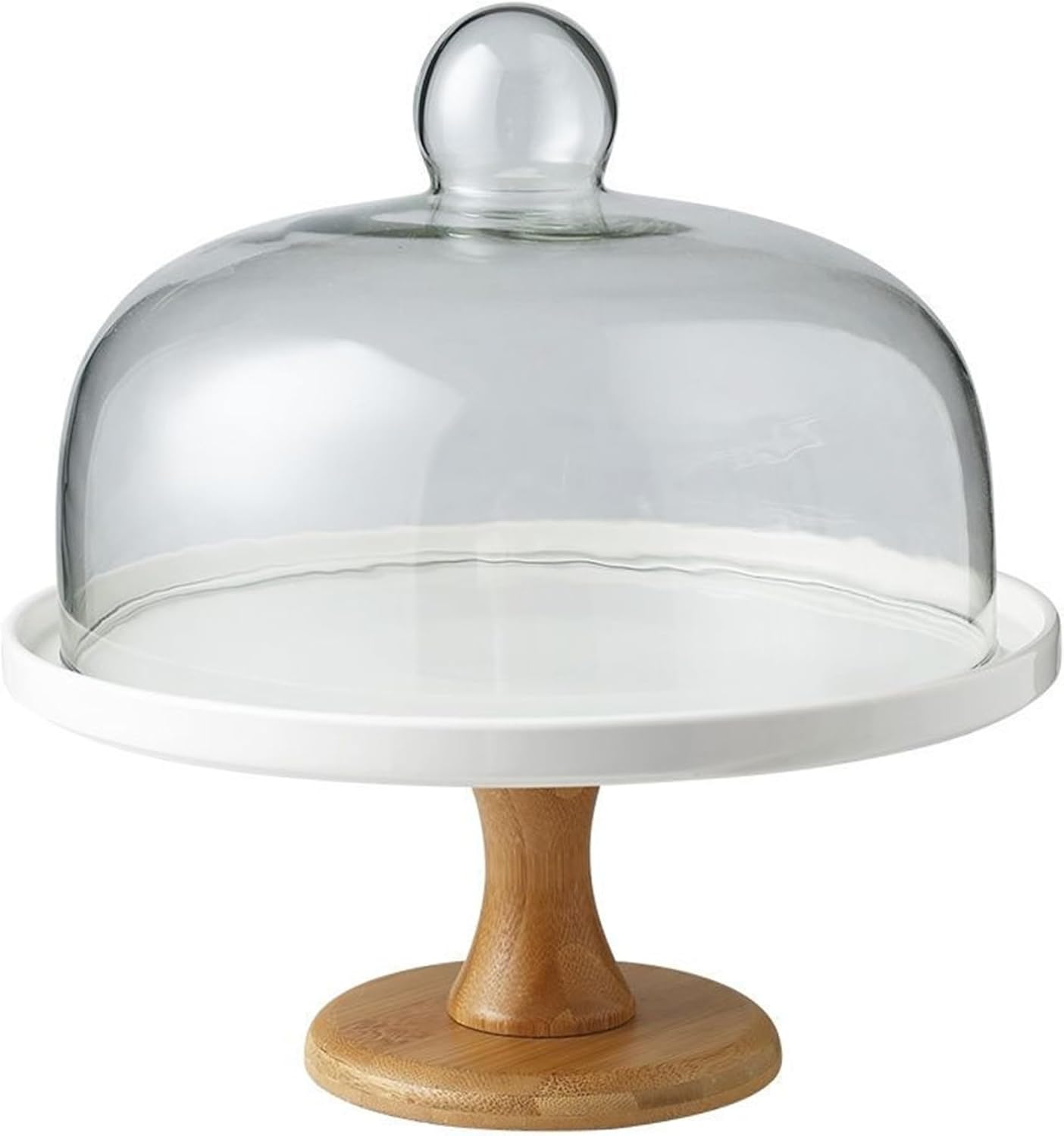 8 Inch Cake Stand with Clear Glass Lid Detachable Cake Dome Multi-functional Holder for Party Dessert Cheese Fruit Display and Storage...