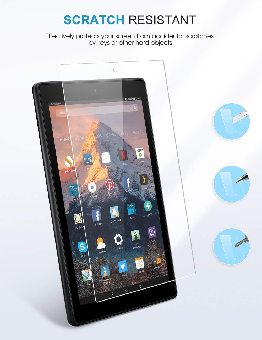 SPARIN [2-Pack] Tempered Glass Screen Protector Compatible with Fire HD 10 (9th / 7th, 2019/2017 Released) and Fire HD 10 Kids Edition (2019/2018 Released), Not for All-new Fire HD 10 2021