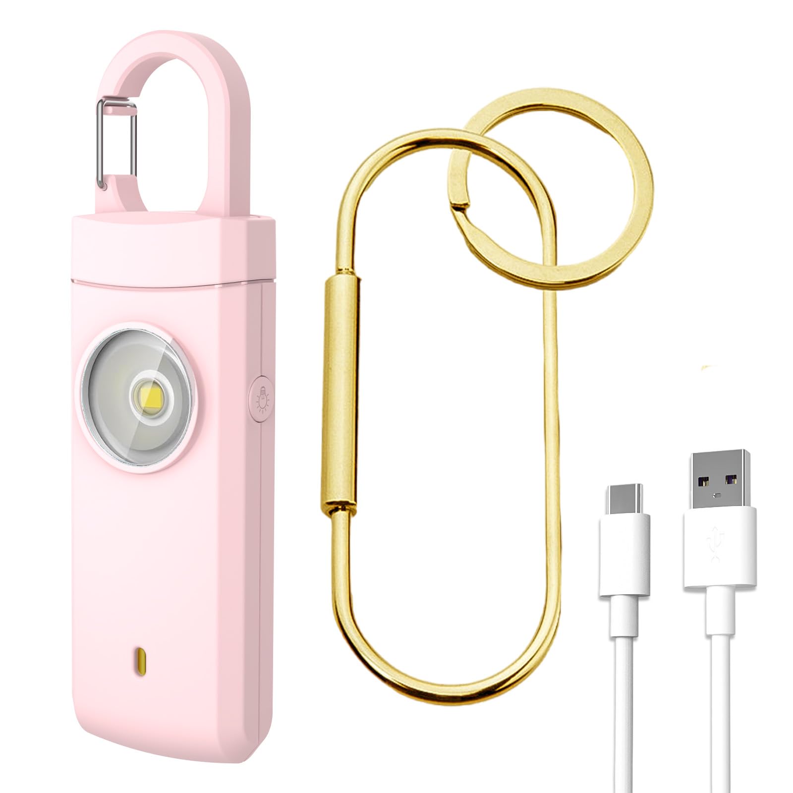 Self Defense USB Rechargeable Alarm,130 dB Loud Siren with LED Strobe Light,Keychain Design for Easier Carrying, Personal Alarm for Women, Children,