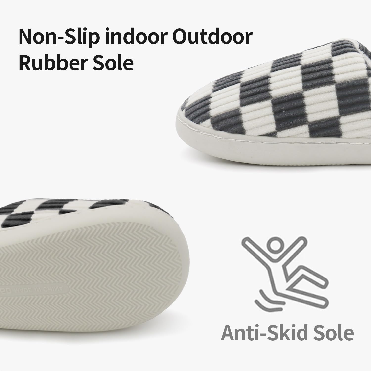 Women House Fuzzy Slippers - Plaid Scuff Checkered Slip-on Memory Foam Indoor Outdoor Comfortable Soft Slides - Image 4