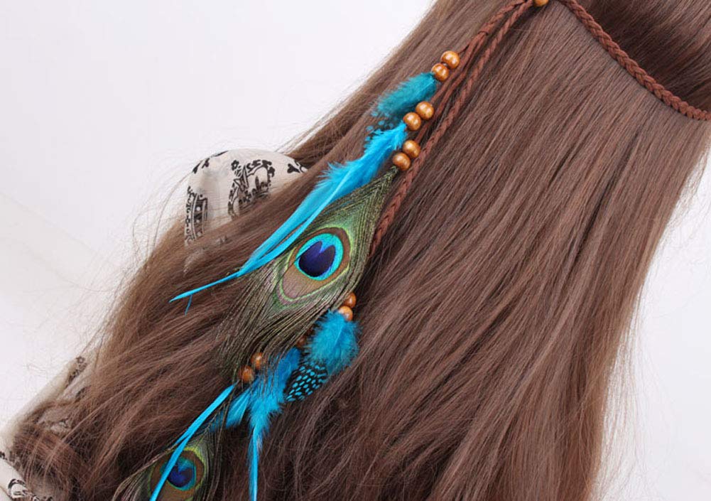 Amazon.com : Indiana Elegant Blue Feather Headband Hippie  display picture 3