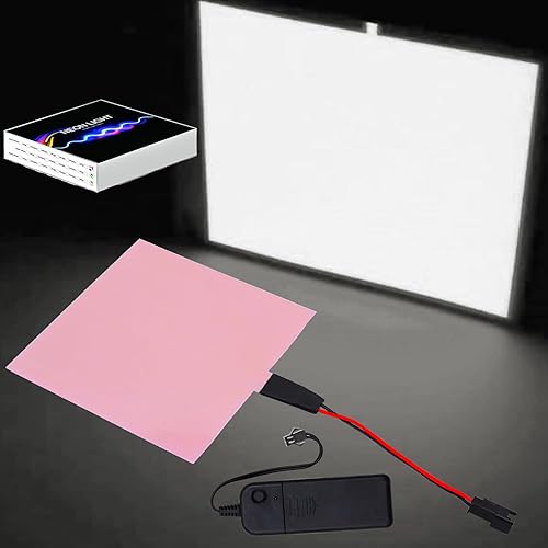 jose2015 Luces de alambre EL de 3.9x3.9 in, color blanco, cortable DIY electroluminiscente El Panel de luz de luz de fondo de lámpara de papel hoja