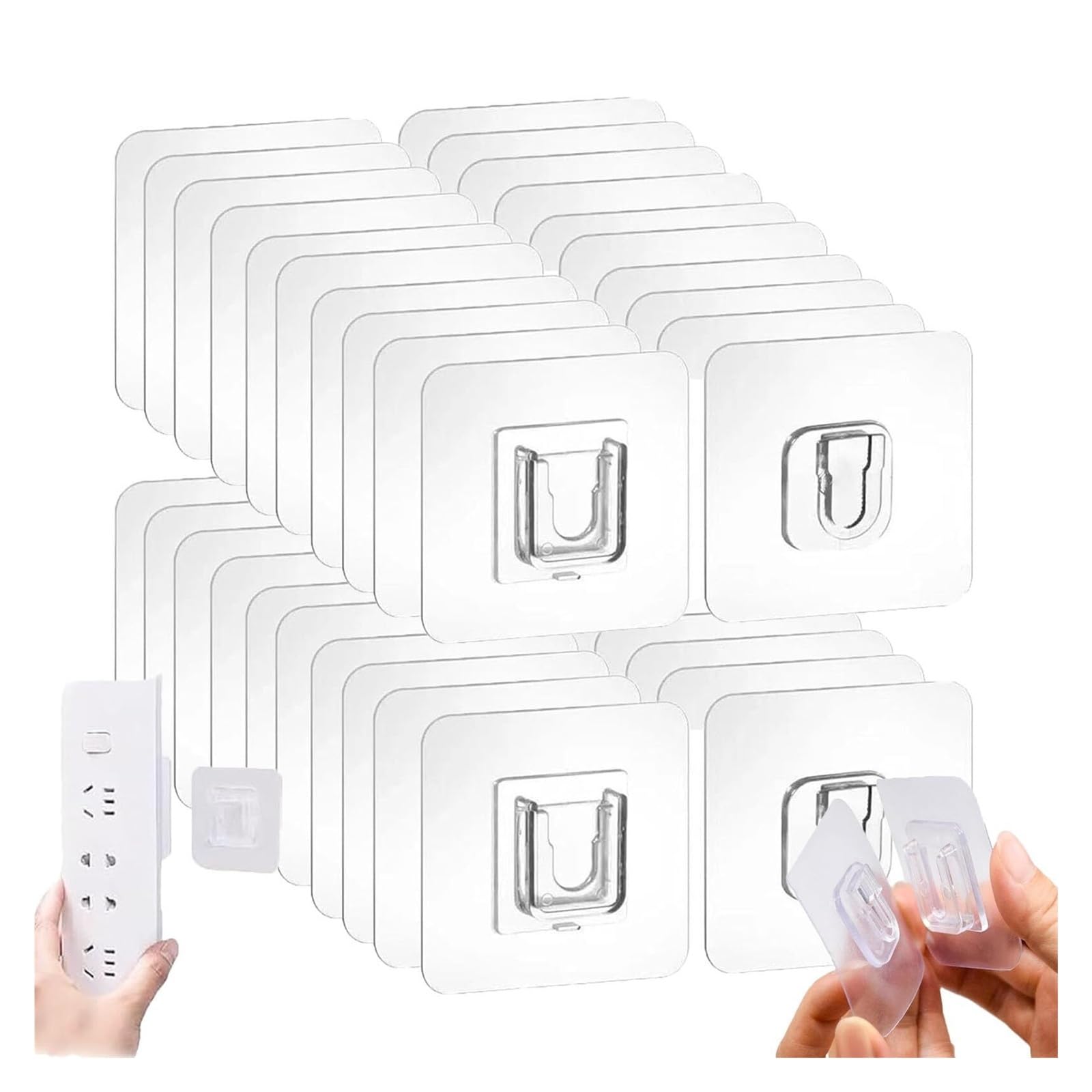 Ganchos de Pared autoadhesivos de Doble Cara, Adhesivo Fuerte, Transparente, sin Huellas, Gancho de Pared del Dormitorio for Cocina, Soportes de Almacenamiento, Venta al por Mayor
