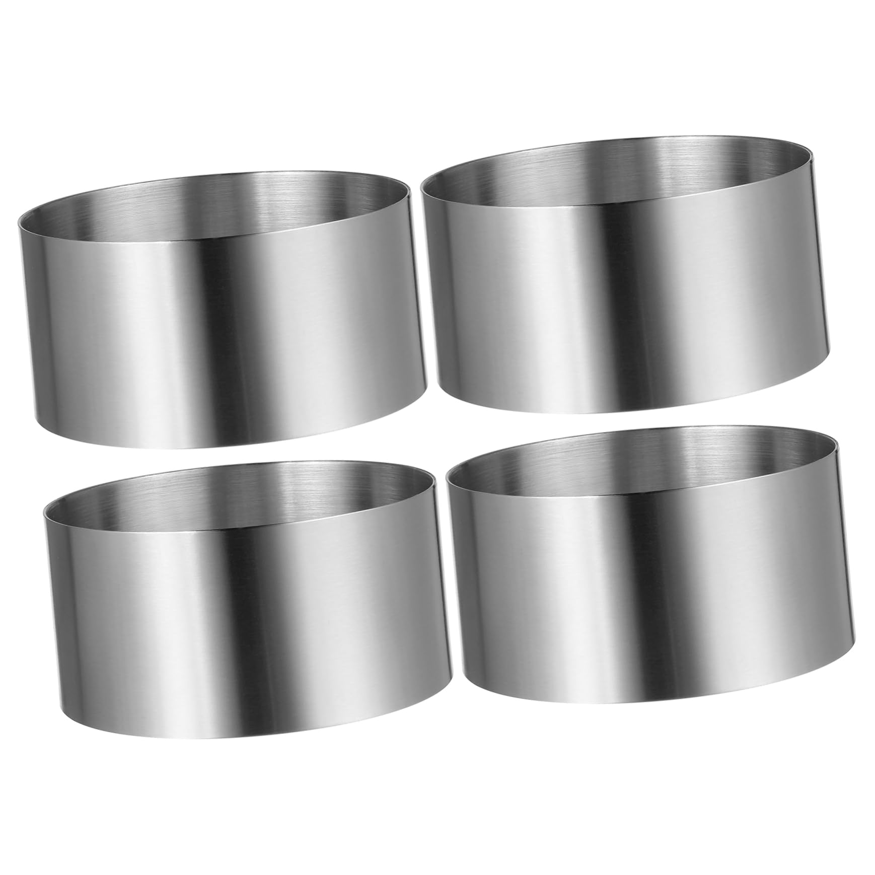 BESTYASH 4Pcs Stainless Steel Pastry Round Baking Tools for Cakes Mousse Cookies Kitchen Accessories for Family Baking
