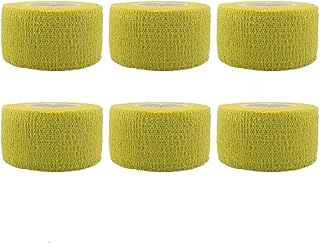 6 rollos de vendaje autoadhesivo, 2,5 cm x 4,5 M vendaje cohesivo elástico atlético no tejido para la protección de los pies de la muñeca de los deportes (amarillo)