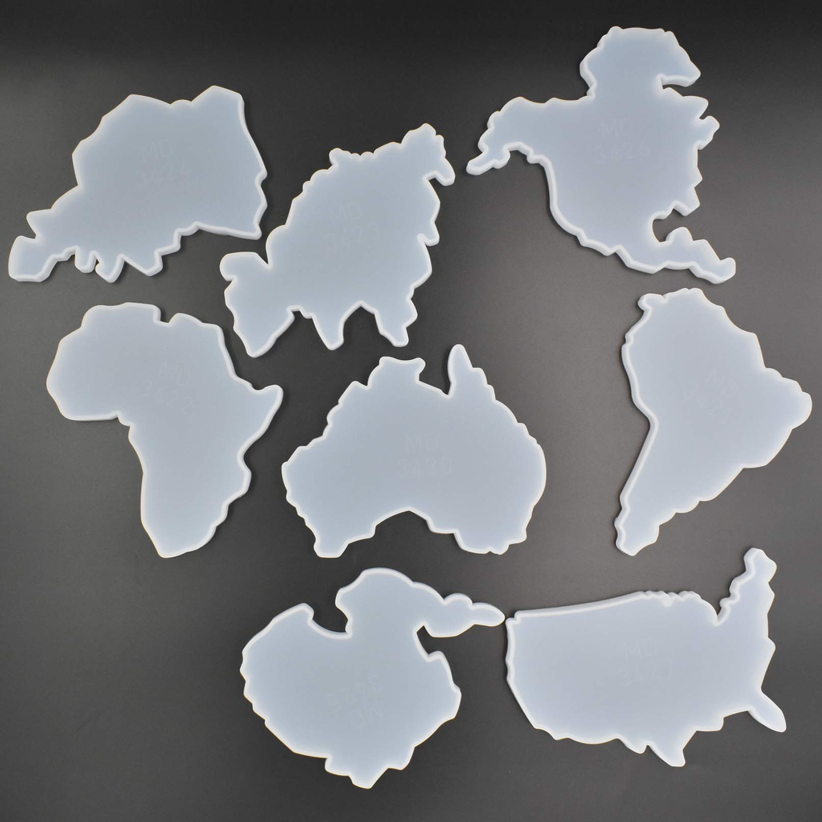 Pack 8 World Mainland Coaster Epoxy Mold DIY Resin Casting Silicone Mold, Size around 5"