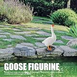 Mini Figurka Gęsi, Statua Gęsi na Ganku Cygnus, Statua Gęsi Rzeźba Zwierząt Hodowlanych, żywica Ogrodowa Trawnik Wystrój Ogrodu, Statua Gęsi śliczna gęś do Wewnątrz i na (Styl 1)