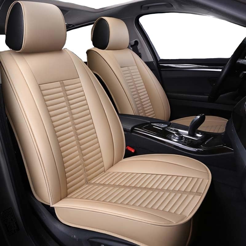 Housse de siège de voiture en cuir PU beige antidérapante pour VW Passat