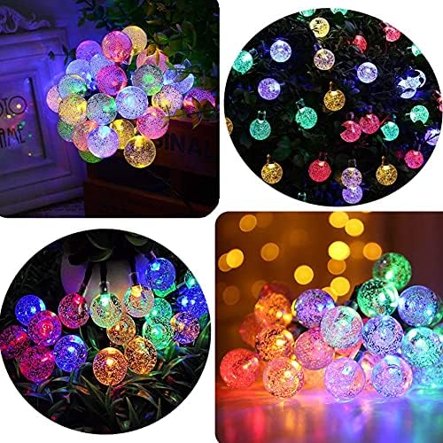 Solar String Lights Garden 36Ft/11M 60 LED Outdoor Crystal Ball String Lights 8 Modes Waterproof Fairy Lights for Indoor/Outdoor, Home, Patio, Party, Wedding, Chrismas (Multi-Coloured)