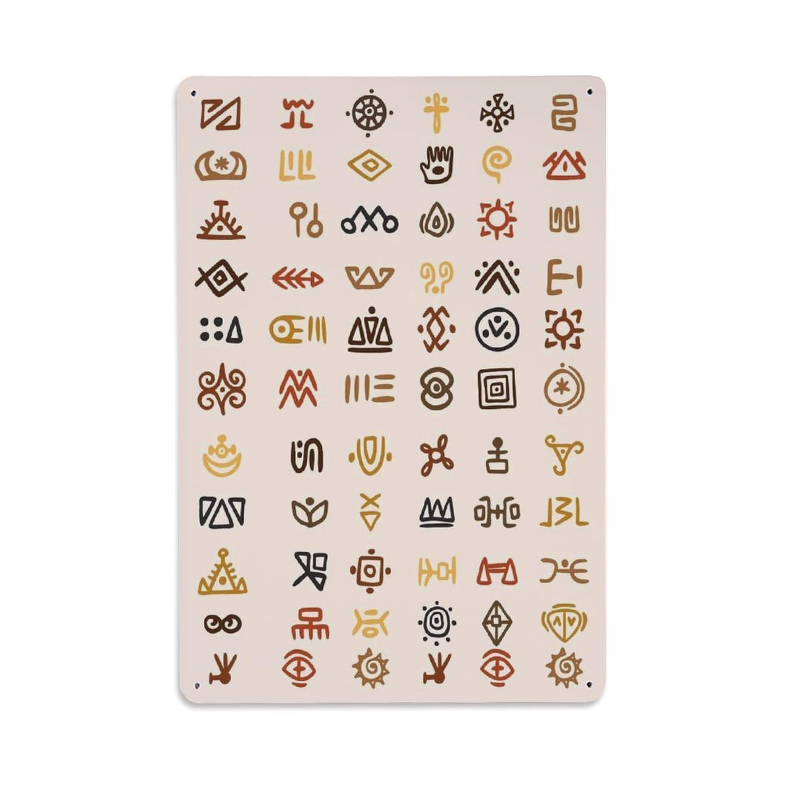 Ancient Culture Travel Landmark Symbol Geometric Folk Pattern Metal Tin Sign Plaque Wall Decor for Cafe, Man Cave, Club Bar, Office, Home Garden Round Metal Poster 8x12Inch