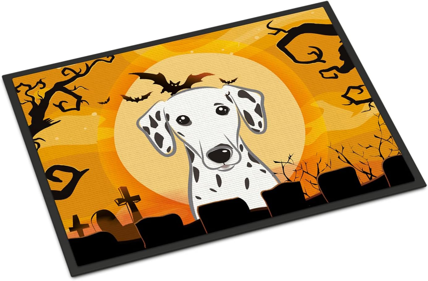 Caroline's Treasures BB1768JMAT Halloween Dalmatian Doormat 24x36 Front Door Mat Indoor Outdoor Rugs for Entryway, Non Slip Washable Low Pile, 24H X 36W