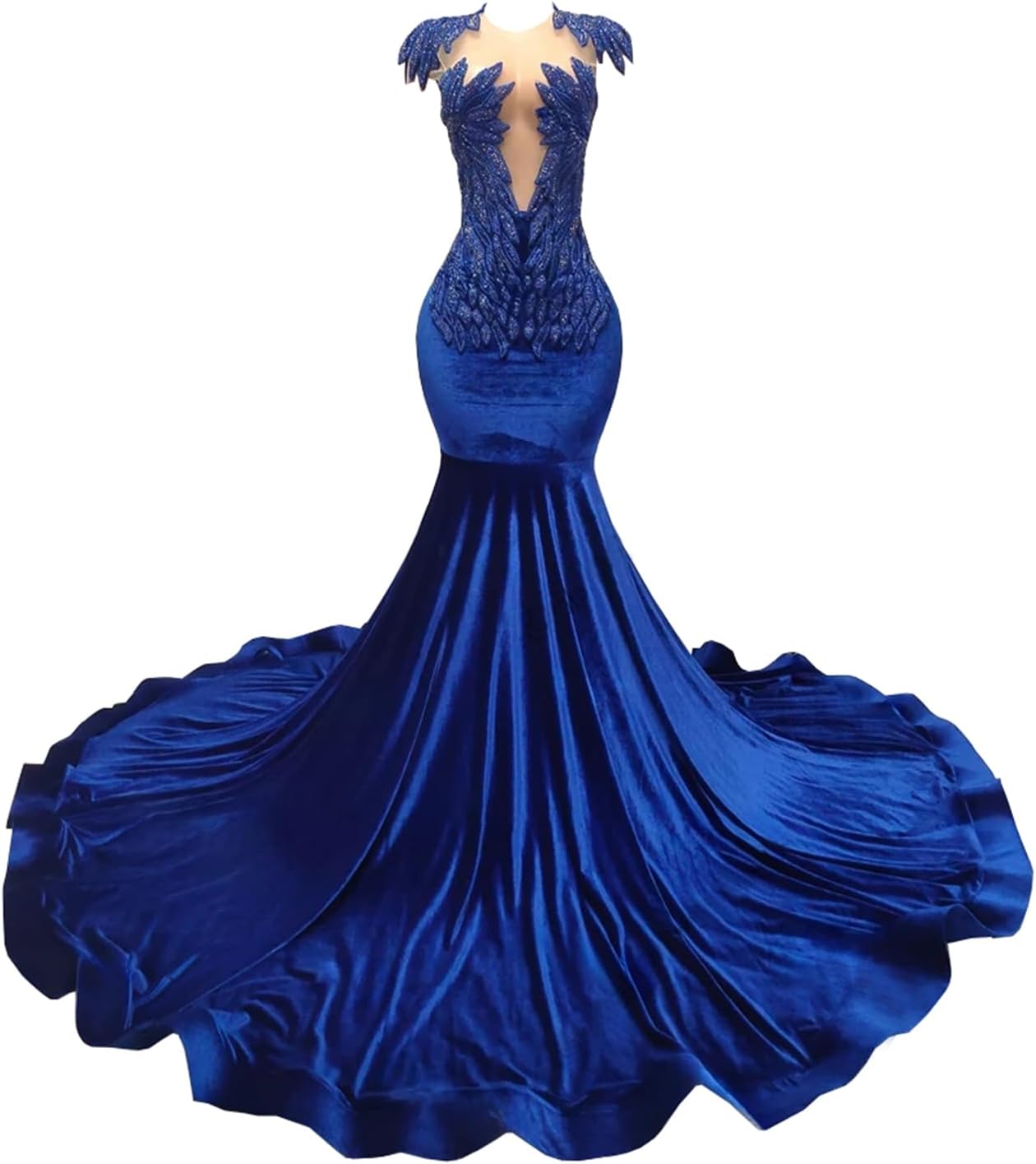 Sparkly Prom Dresses Crystal Beaded Pageant Celebrity Gala Mermaid Velvet Evening Party Gown