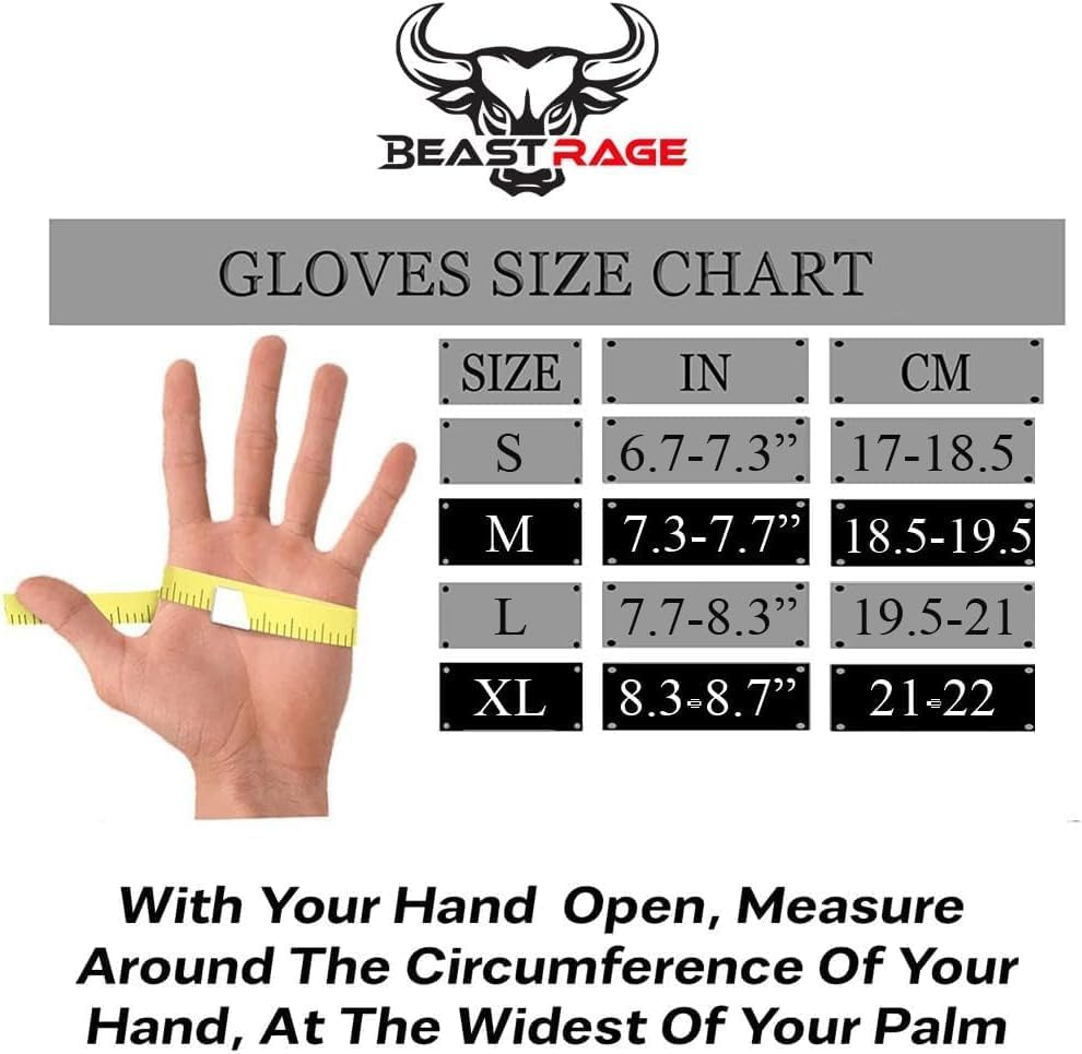 Miniatura 5 de BEAST RAGE Guantes de entrenamiento para hombres y mujeres, guantes de gimnasio sin dedos con protección de la palma, transpirables y ligeros para
