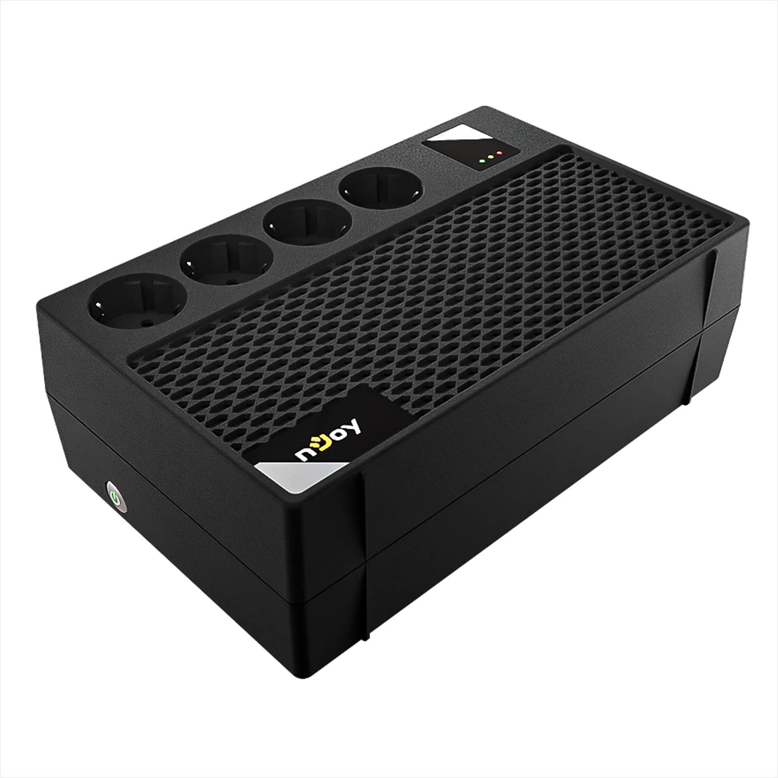 NJOY Renton 650 Plus Gruppo di Continuità Monofase 650VA 360 Watt, Line Interactive, AVR UPS a Ciabatta Multipresa, 4 Uscite Schuko, 1 Batteria 12V-5Ah