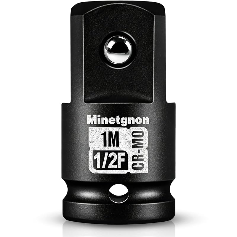Adaptador e redutor de impacto em aço CR-MO, acionamento fêmea de 12,7 mm (1/2 pol.) para macho de 25,4 mm (1 pol.), Minetgnon, 1 peça