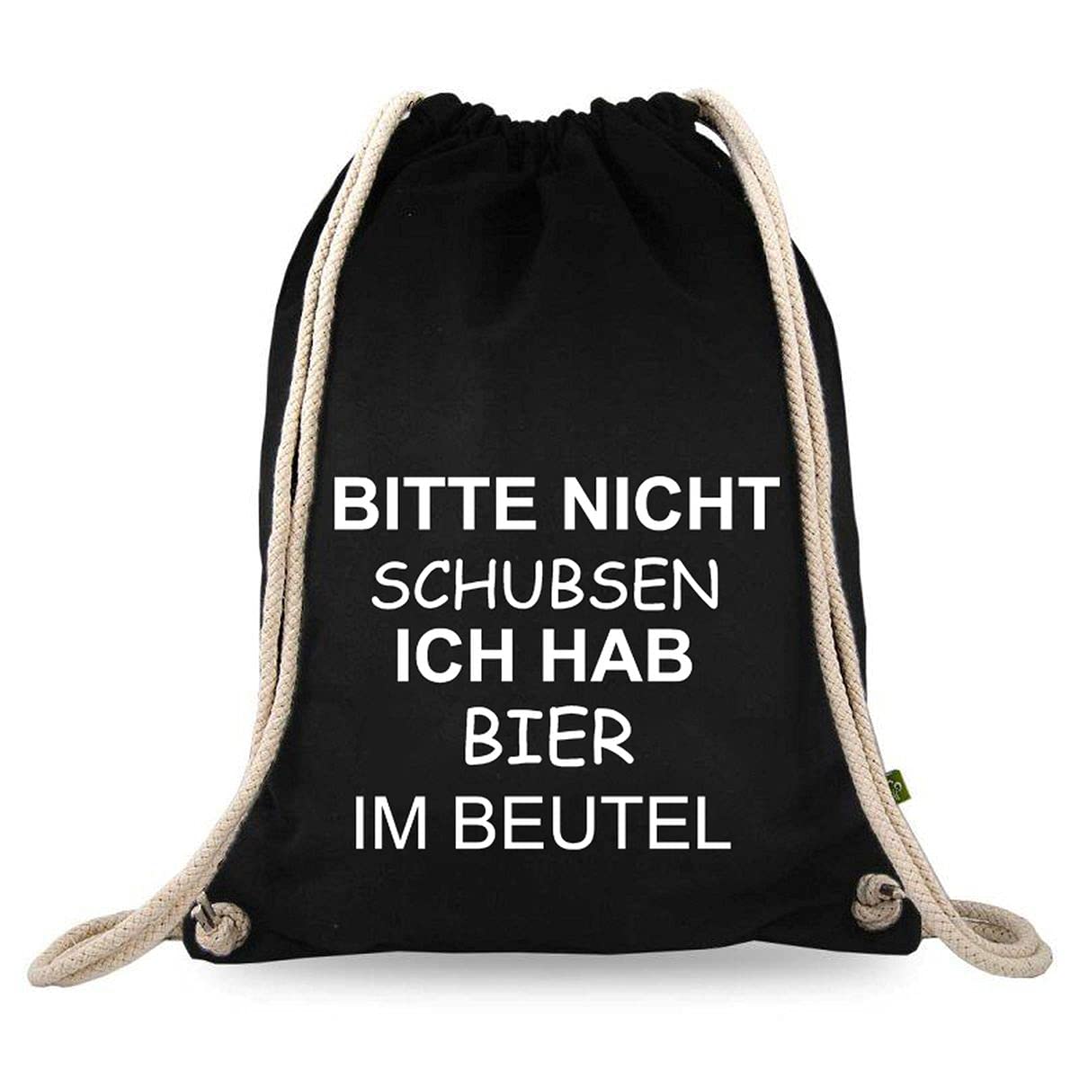 Shirtracer Baumwolltasche Mit Spruch – 'Bitte Nicht Schubsen Ich Hab Bier Im Beutel', Schwarz, 42 X 38 Cm