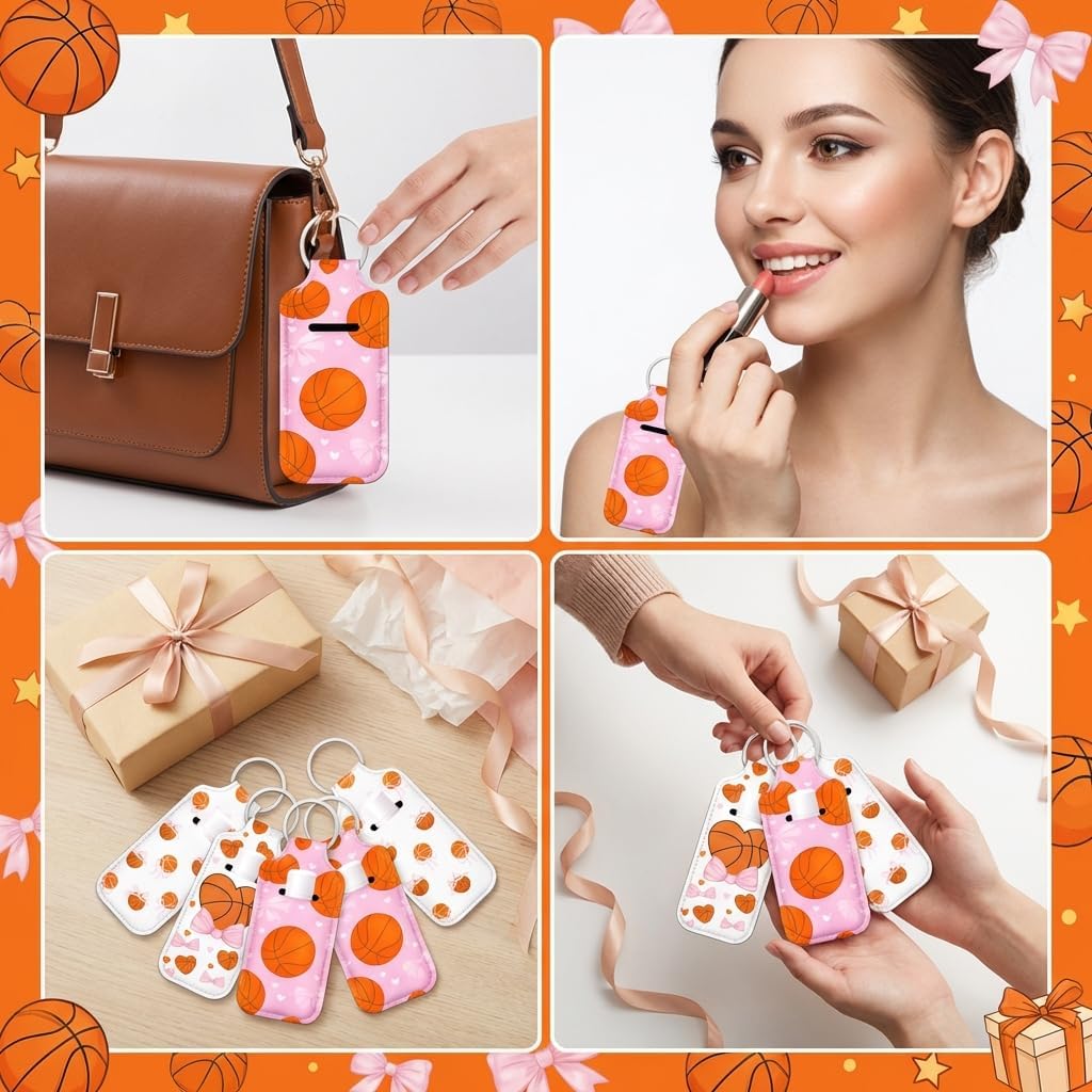 Basketball Lip Balm Holder Keychain Set, 3 Pack Cute Lipgloss Holder Keychain with Clip, Portable Chapstick Lip Balm Holder, Basketball Keychain Valentine Galentine Sports Team Gifts - Image 2