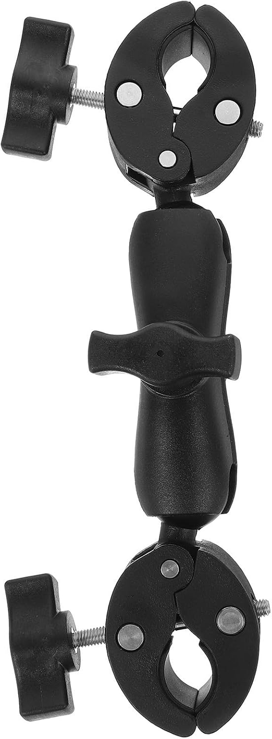 YARNOW Motorcycle Camera Mount Holder with Dual Clamp and 360-degree Ball Head Design Compact Plastic Motorcycle Camera Support for Outdoor Riding