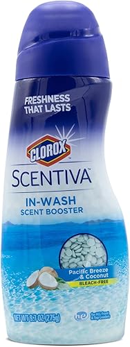 Clorox Scentiva - Ambientador para ropa sucia Perlas potenciadoras de aroma para ropa fresca y ropa de cama, brisa del Pacífico y aroma de coco,
