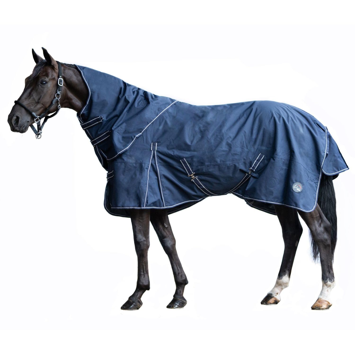 HKM 10392 Outdoordecke, abnehmbares Halsteil, 300g Füllung, Pferdedecke Blau, 155