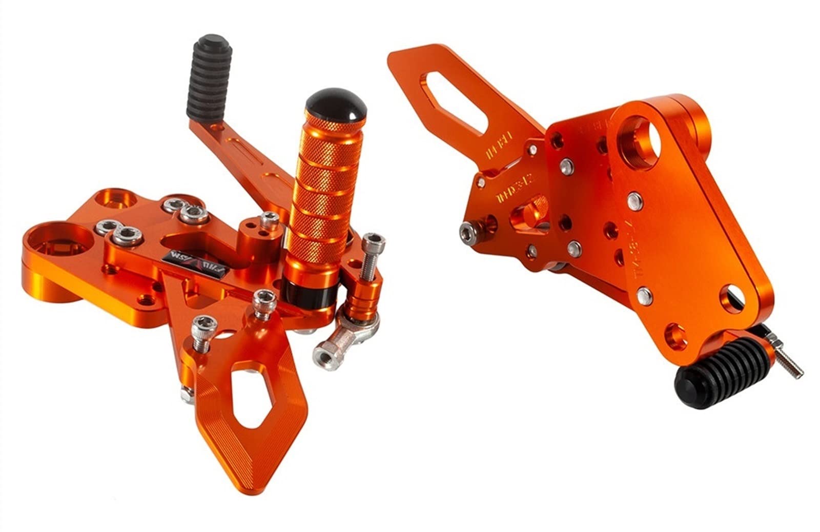 Estriberas Ancho para Duke 390 2017-2020 Pedales Cambio Marchas Freno Aluminio CNC Ajustables Motocicleta Reubicación Reposapiés Reposapiés Trasero (Color : Naranja)