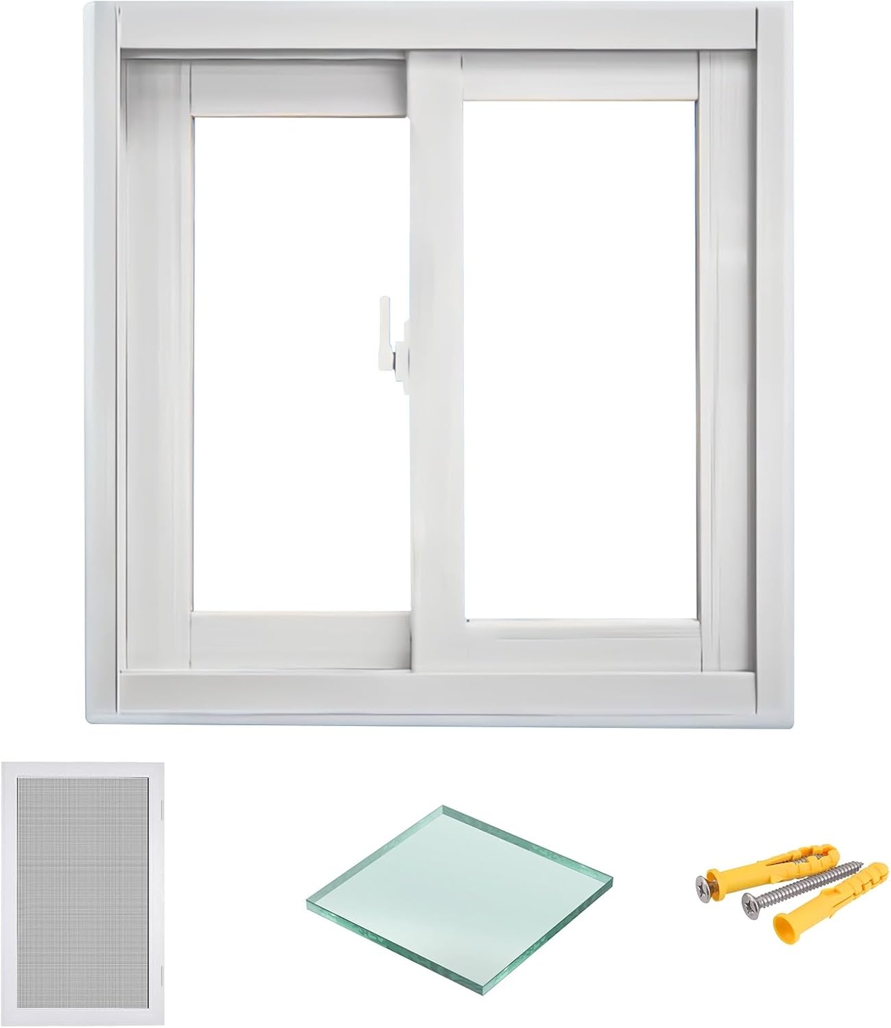 Basement Window, Household Slider Window, Replacement Windows with Screen, Aluminum, for Basement Bathroom Home(WxH 26x16"/66x41cm)
