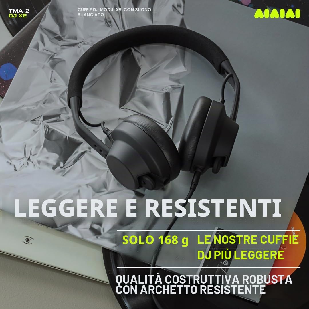 AIAIAI TMA-2 DJ XE - Cuffie DJ professionali on-ear con suono bilanciato e chiaro, cuscinetti ad alto isolamento e peso di soli 168 g, design modulare con parti facilmente sostituibili
