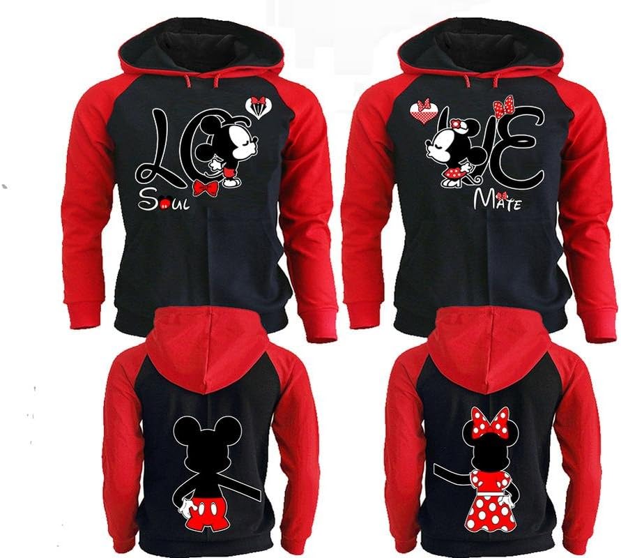 Mickey Minnie Kissing Couple Hoodies, Matching Hoodies, His and Her Sweatshirts
