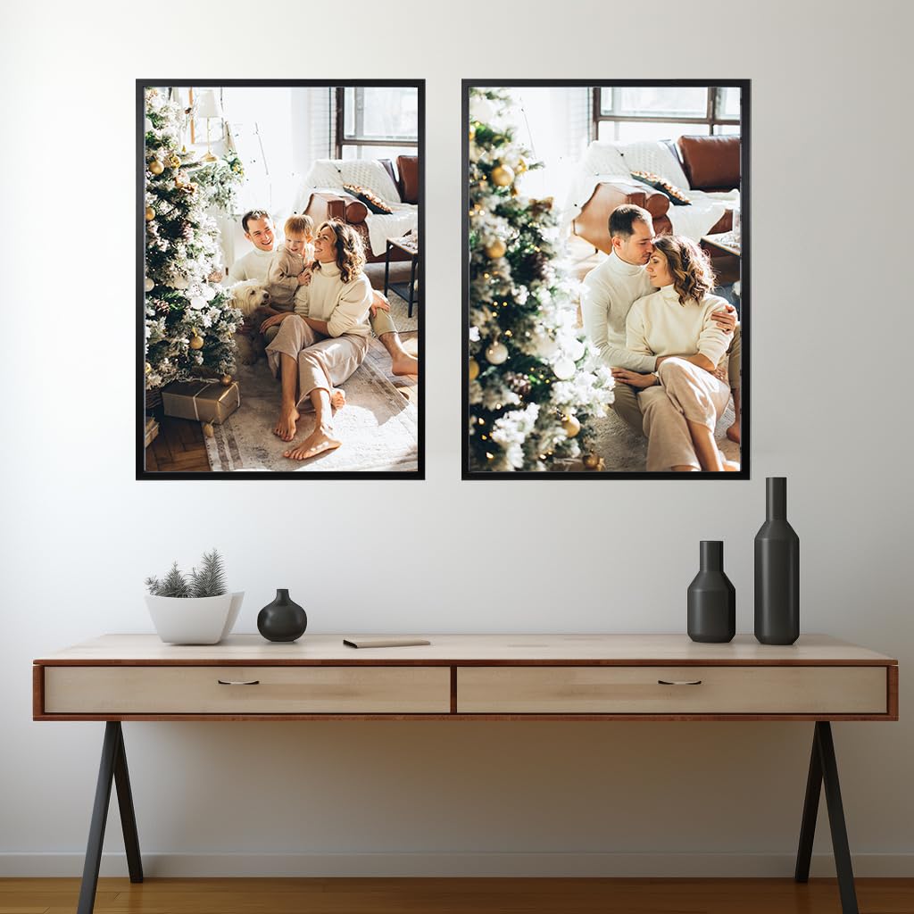 kennethan Bilderrahmen 50x70 Schwarz Holz Fotorahmen 3er Set Holzrrahmen Puzzlerahmen mit Acrylglas zum aufhängen und aufstellen Benutzt für Wohnzimmer, Schlafzimmer, Arbeitszimmer