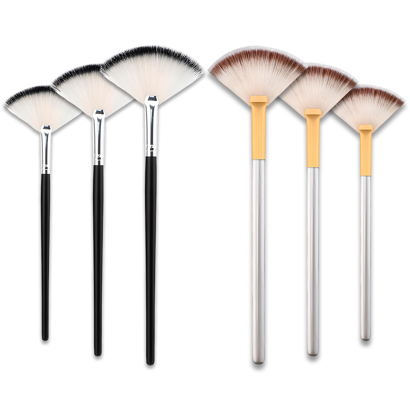 6-Piece Facial Fan Brush Set, Soft Face Mask Applicator for Makeup and Skin Care, Dual-Color