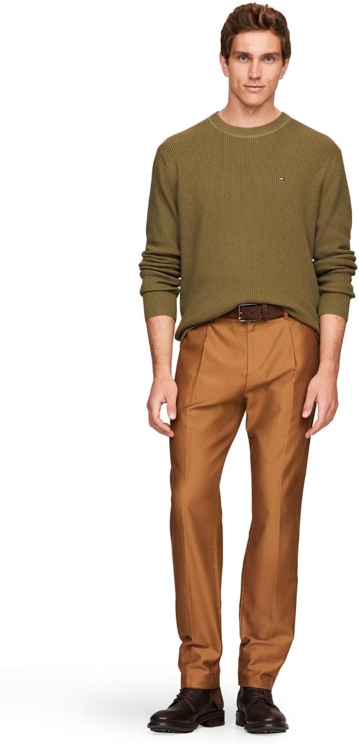 Tommy Hilfiger Men's Textured Waffle Knit Crewneck Sweater Lightweight Pullover, Available in Big & Tall