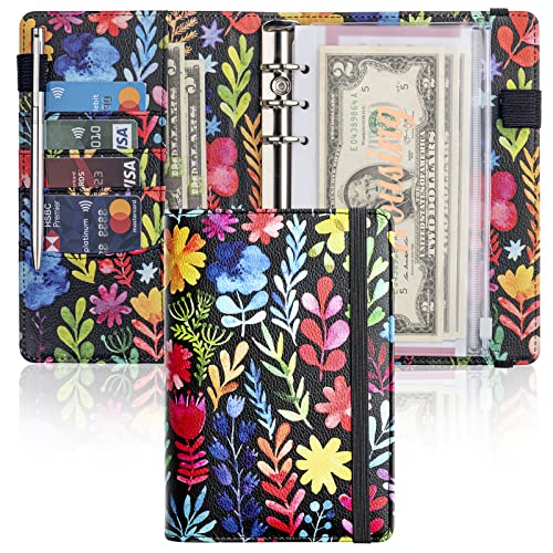 A6 Budget Binder For Money Saving Binder, Pu Leather Budget Planner With 8 Cash Envelopes, Budget Sheets & Rose Gold Category Stickers, Money Organizer For Cash Binder, Gifts For Women Girls (Floral) #TOP11