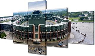 Lambeau Field Wall Decor Green Bay, Wisconsin, USA Wall Art Pictures Canvas Wall Art Football Stadium Posters Painting Framed 5 Pieces Living Room Wall Decoration Ready to Hang (50''Wx 24''H)