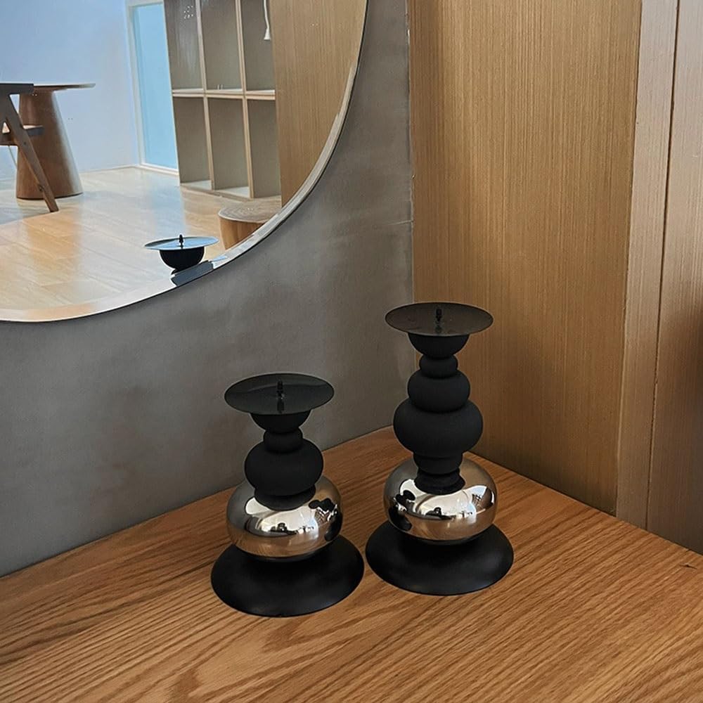 Candleholders Minimalist Candle Holder Wood Metal Home Decor Tabletop Ornament for Candlelit Dinners Photoshoot Props(Small)