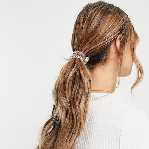 Miniatura 2 de Brinie Lazos para el cabello, bandas elásticas blancas para el cabello, bandas de cabello de cristal, soportes para cola de caballo accesorios para