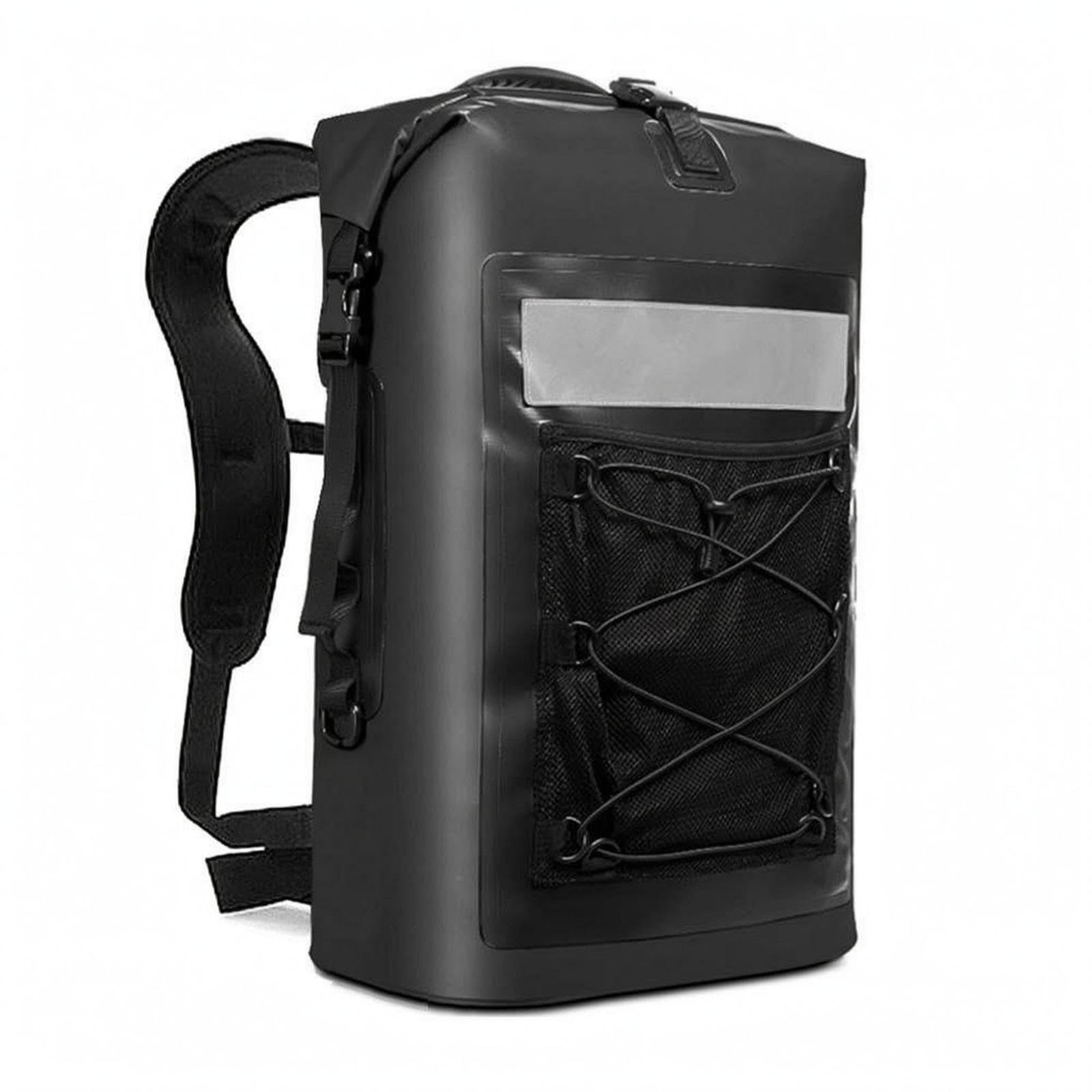 Waterproof Backpack Padded Straps Roll-Top Backpack Mesh Pocket Rolled Closure Dry Bag for Hiking, Camping, Canyoning Black-image-47