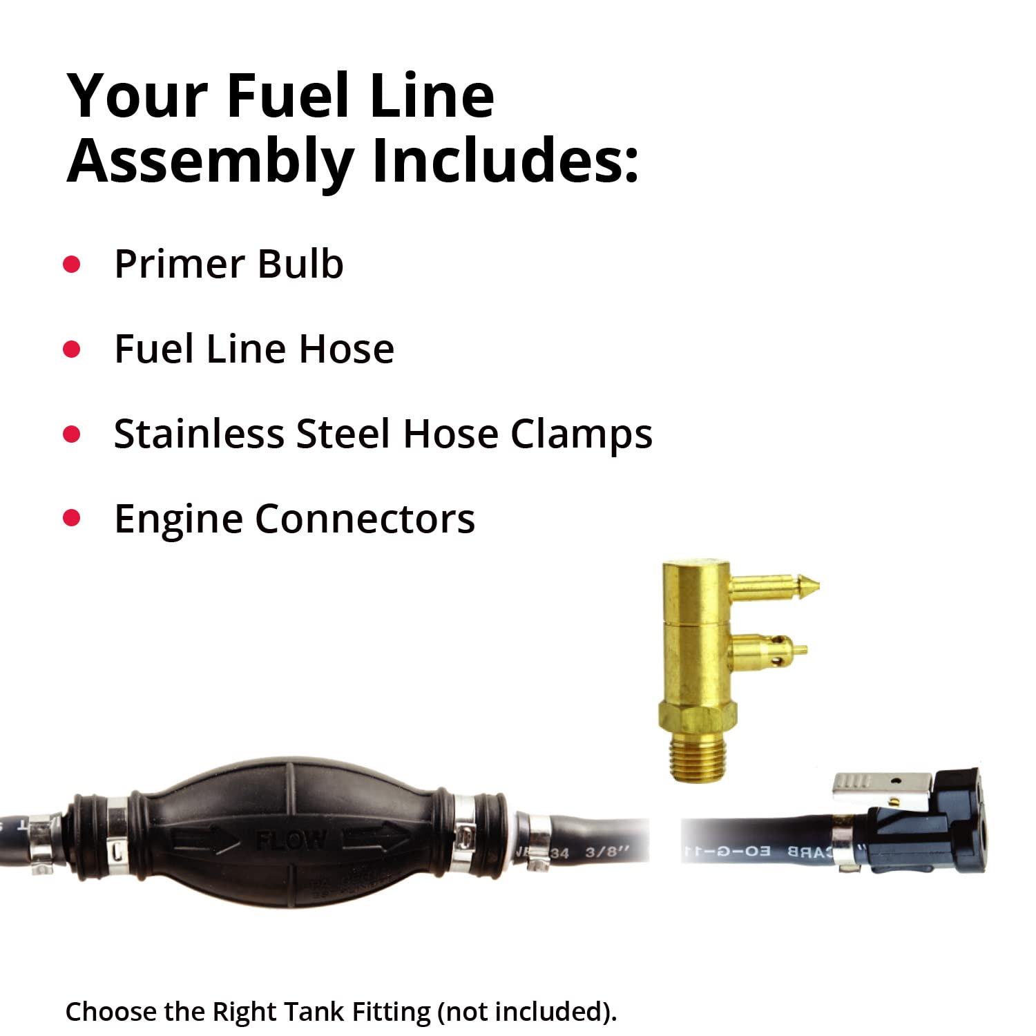 SeaSense Fuel Line Assembly - 3/8" ID 80" Hose With Primer Bulb For Boat Motors