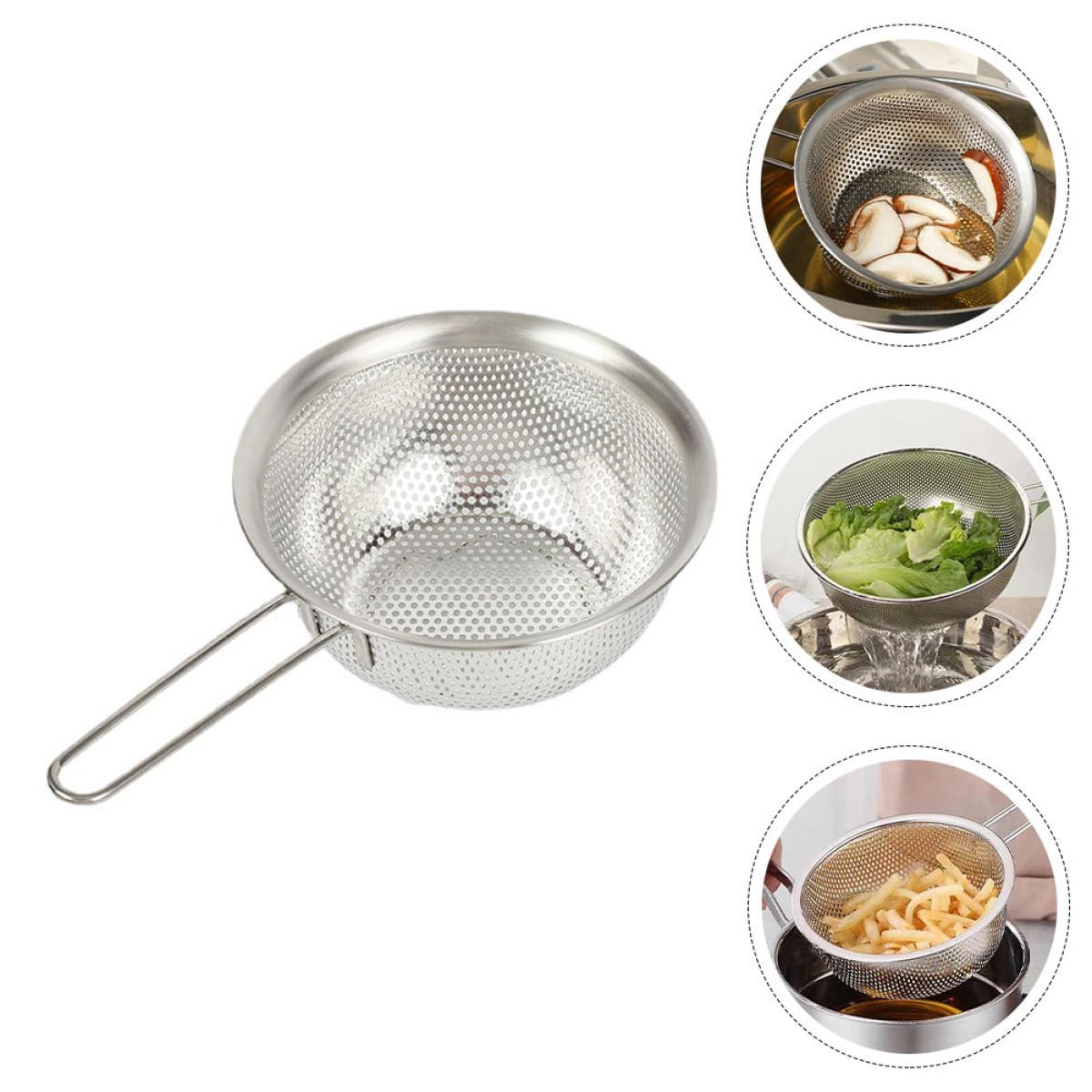 Edelstahl Siebkorb 15cm Feinmaschig Haushaltssieb für Gemüse und Reis Rostfreies Küchenabtropfsieb mit Robustem Metallsieb Abtropfkorb für Küche und Camping