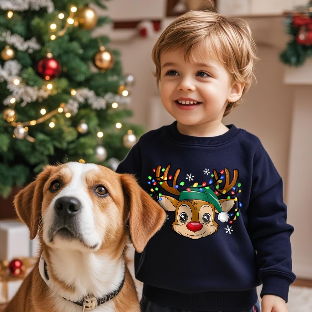 Christmas Sweatshirt for Toddler Boys Girls Cotton Long Sleeve Kids Santa Elk Ugly Xmas Sweater Tops 2-7Years - Image 4