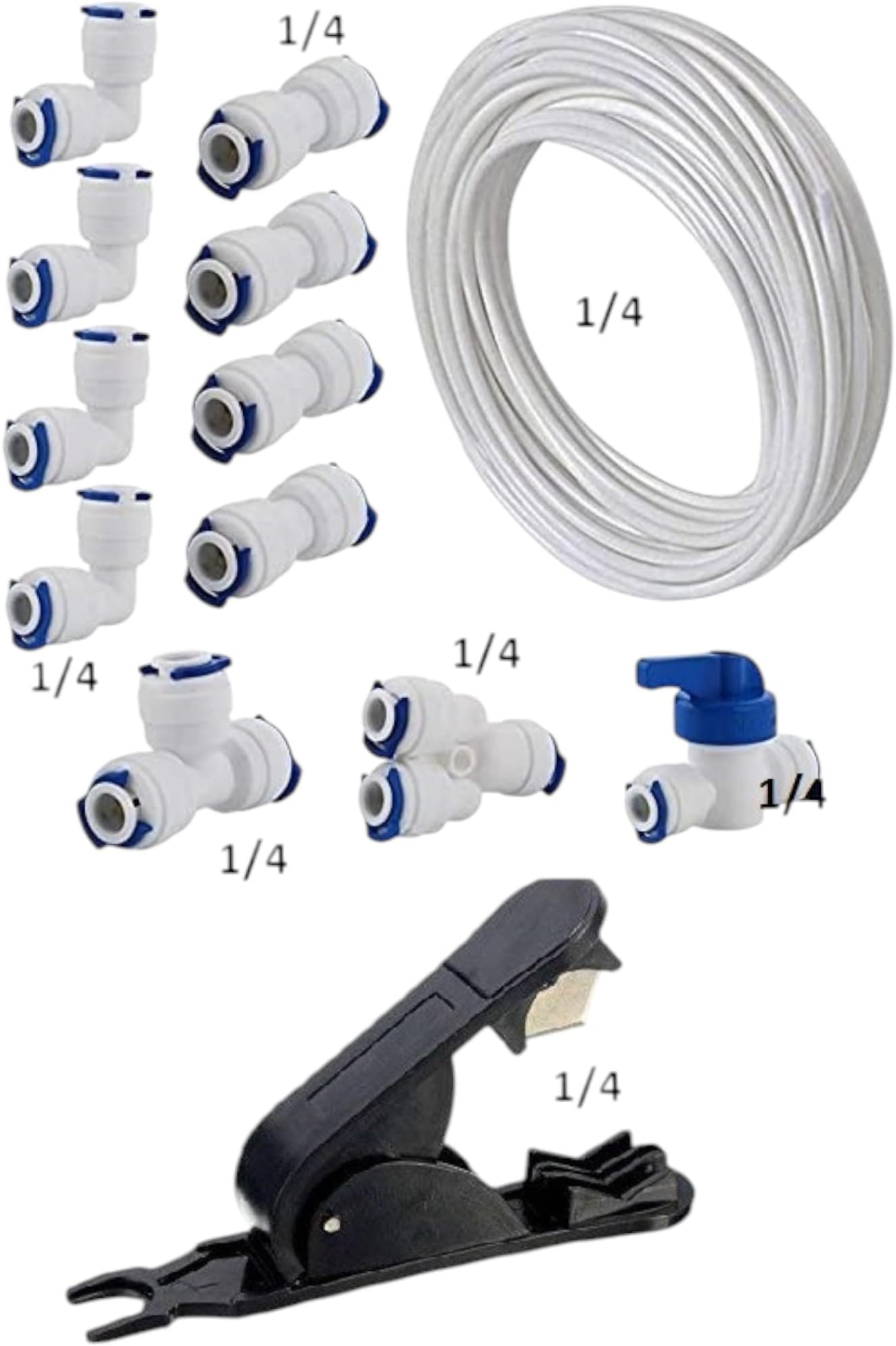 AQUALIQUID RO Water Filter Fitting, 1/4" Pushfit Straight Connector for Water...