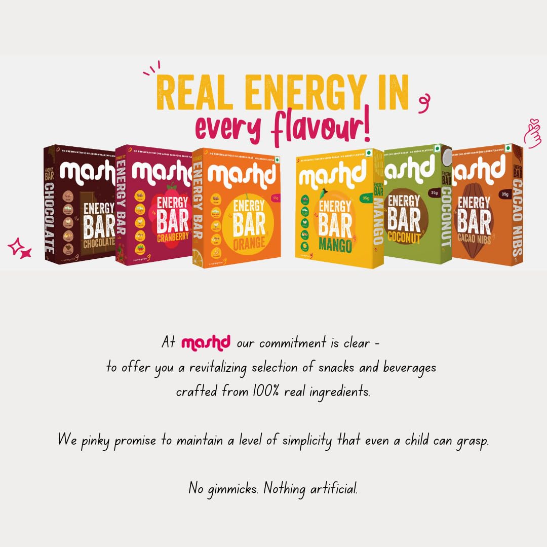 Mashd - Energy Bars - All in One (Pack of 6) | Zero Artifical Ingredients | 5 Ingredient Whole Food Bar | Date Sweetend | No Artificial Sweeteners | Natural Pre-Workout & Office Snack | Six Different Bars — Amazon image 8
