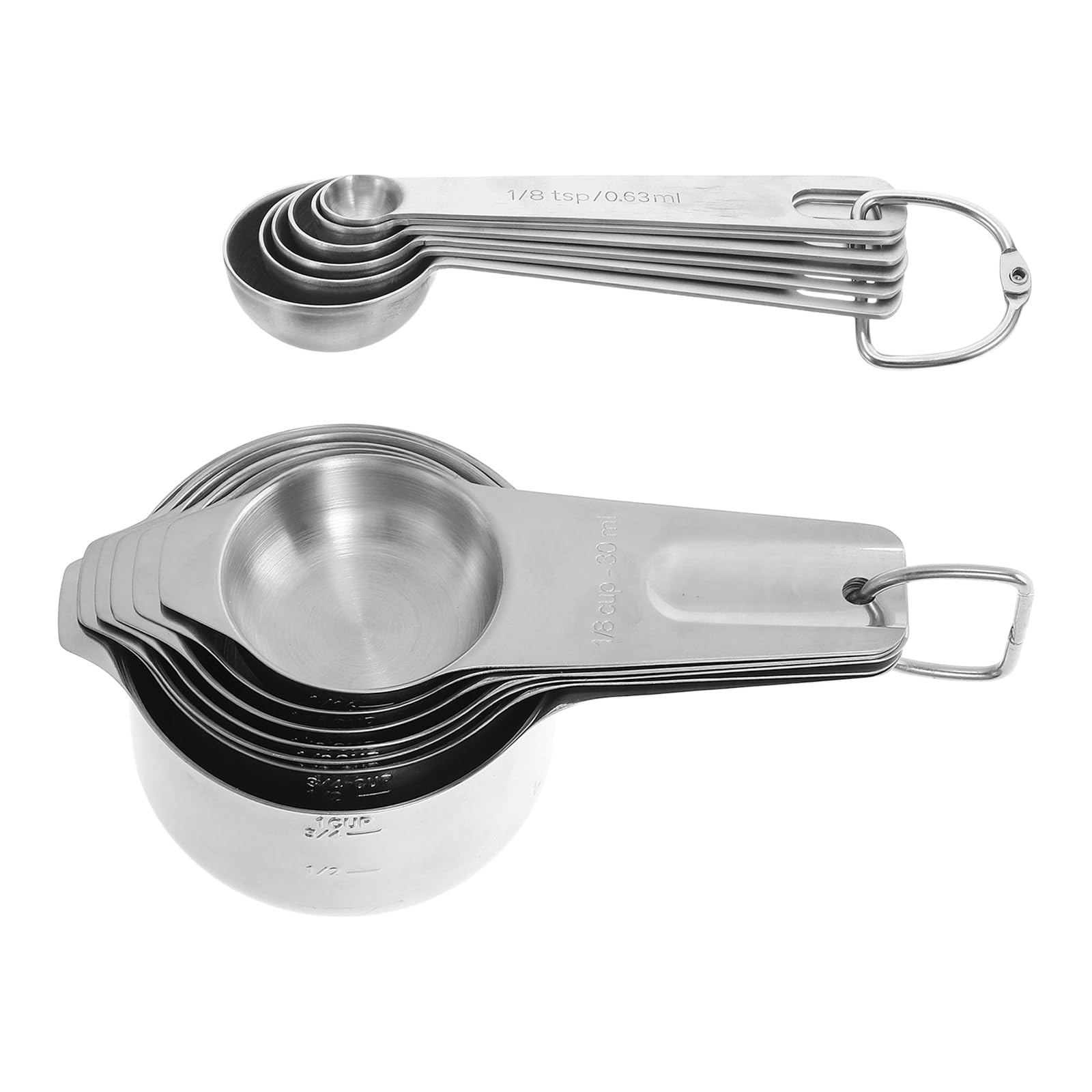 Ipetboom 2ensembles Tasses et Cuillères Doseuses Empilables Acier pour Ingrédients Secs et Liquides pour Cuisine et Pâtisserie
